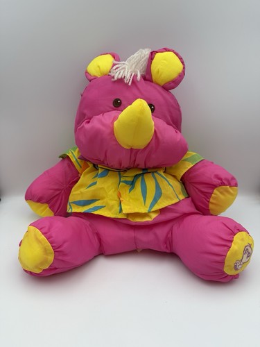 Vintage Puffalump Rhino Pink w/Tropical Shirt Fisher-Price 1987