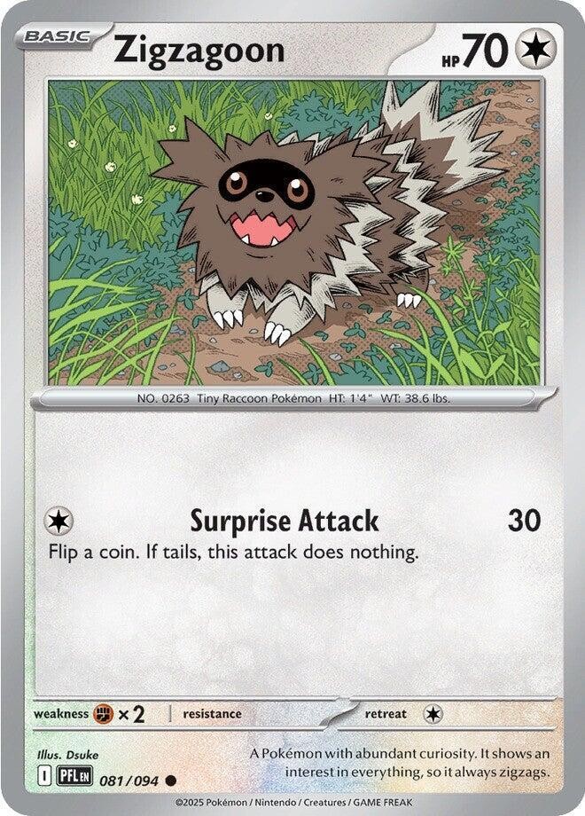Zigzagoon Reverse Holo Common ME02: Phantasmal Flames 081/094 NM