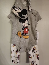 Disney Baby Mickey Mouse 6-9 Momths Onzie Outfit Set With Pants & Bib