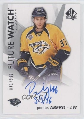 2016 SP Authentic Inscriptions 41/50 Pontus Aberg 5/3/16 #128 Rookie Auto RC m0p