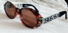 GIANNI VERSACE Sunglasses Brown Tortoiseshell Silver-Tone Vintage
