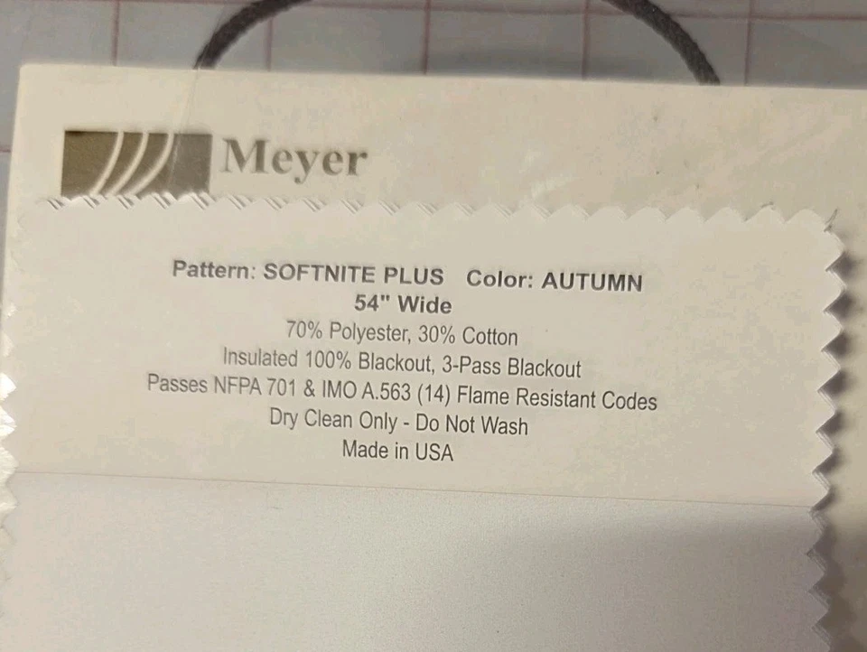 Meyer Softnite Plus Drapery Fabric Sample Book  Solids 4" X 11" - Image 3 of 4