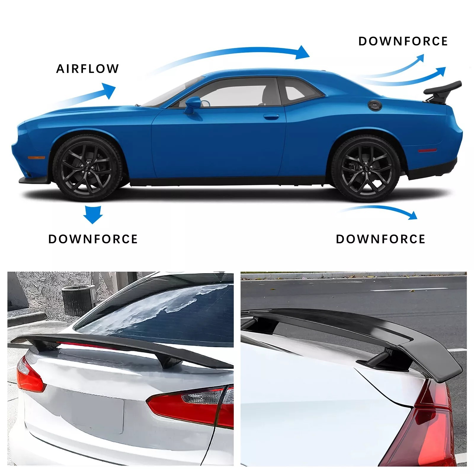 Spoiler+Rear Trunk Lip /Spoiler Roof Tail Wing 55" For Maserati Ghibli 2014-2023