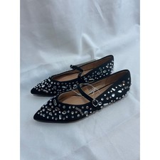 A New Day Womens Rhinestone Embellished Pointed Toe Mary Jane Flats Black Size 6