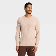 Men's Soft Knit Cable Sweater - Goodfellow & Co Oatmeal XL