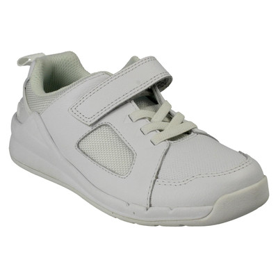 Jungen Clarks Leder Klettverschluss weiß Freizeit Sport Turnschuhe UK 11,5 Kinder G