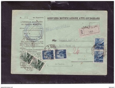 TEM17293 - IMOLA 10.2.48 / RECOMMENDED FOR COURT DOCUMENTS MANUSCRIPT LIRE 42