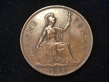 V Rare 1950 British King George VI 1 One Penny Great Britain Coin Key Date UK