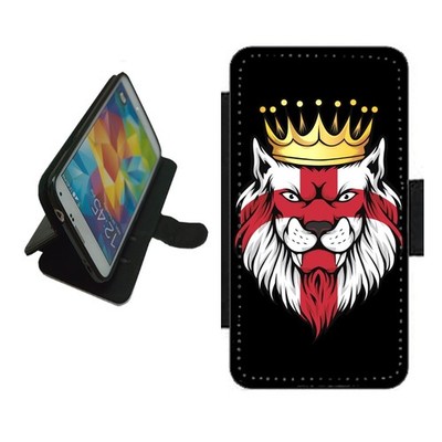 England Flagge Handy Hülle Brieftasche Flip Cover für iPhone Samsung St George Löwe ENG2