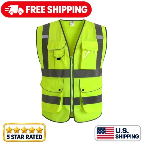Crew Yellow Reflective High Visibility Class 2 Safety Vest Size Large - product listing photo