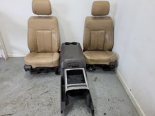 2011-2016 Ford F250-F350 Pair of Front Bucket Seats w/Console, Tan Leather