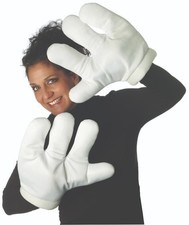 Jumbo Cartoon White Mitts Gloves Mickey Mouse Felt Clown Mime Dress Costume Hand
