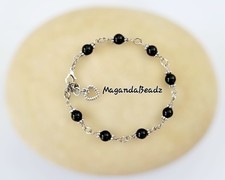 Handmade Artisan Black Agate Bracelet (7.5")