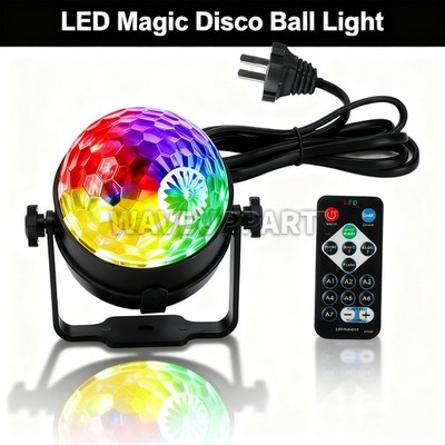 PAIDUN RGB LED Magic Disco Ball Light Strobe Music Control Mini Decor Lighting