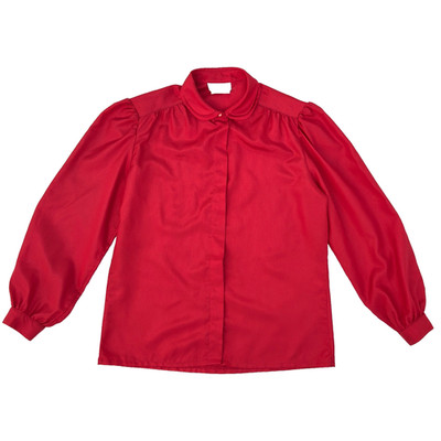 Vintage 80s DK Gold Donnkenny Red Puff Sleeve Layered Peter Pan Collar Blouse 10