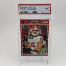 TREVOR LAWRENCE 2021 LEAF PRO SET XRC ROOKIE NO. 1 FOOTBALL RC PSA 9 