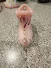 Fenton Glass Pink Hand Painted Flower Shoe Slipper Boot Signed