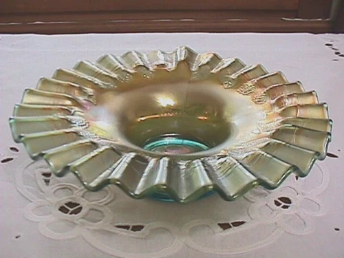 "BLACKBERRY SPRAY" WHIMSEY PIECRUST EDGE FLAT HAT TEAL BLUE CARNIVAL BY: FENTON