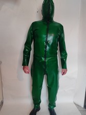 Grün Latex gummi  Catsuit Overall Outfit unisex STARKE 0,8mm M L XL 2XL 3XL 4XL