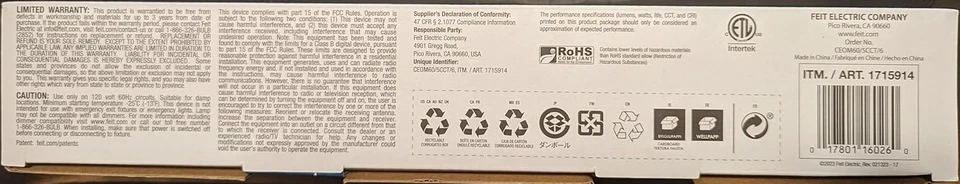 6 PACK Selectable Color Feit Electric Dimmable LED Light Bulbs 2700k-6500k - Image 4 of 4