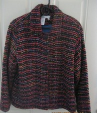 Coldwater Creek Horizontal Weave Petite XL Jacket Multi color Woven Polyester