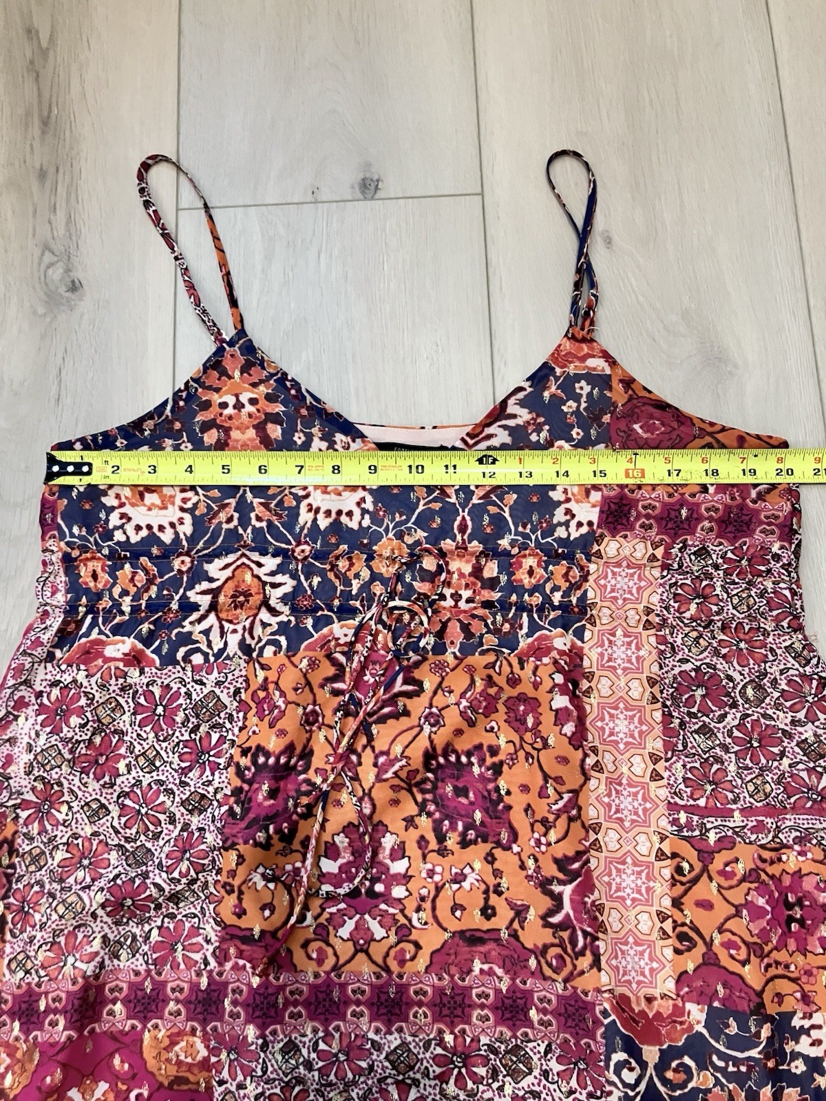 Boho Flowy Patchwork Print Tiered Maxi Dress Sz X… - image 6