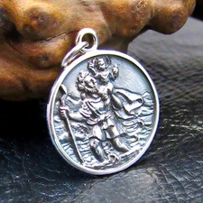 Solid 925 Sterling Silver St. Christopher Pendant, Travel Protection Charm
