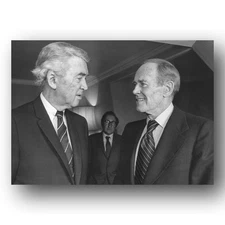 Henry Fonda and James Stewart Candid 5x7 Photo 1975 Vintage Portrait