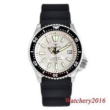 41mm Tandorio White Dial Japan NH35A Automatic mechanical Dive Watch For Men