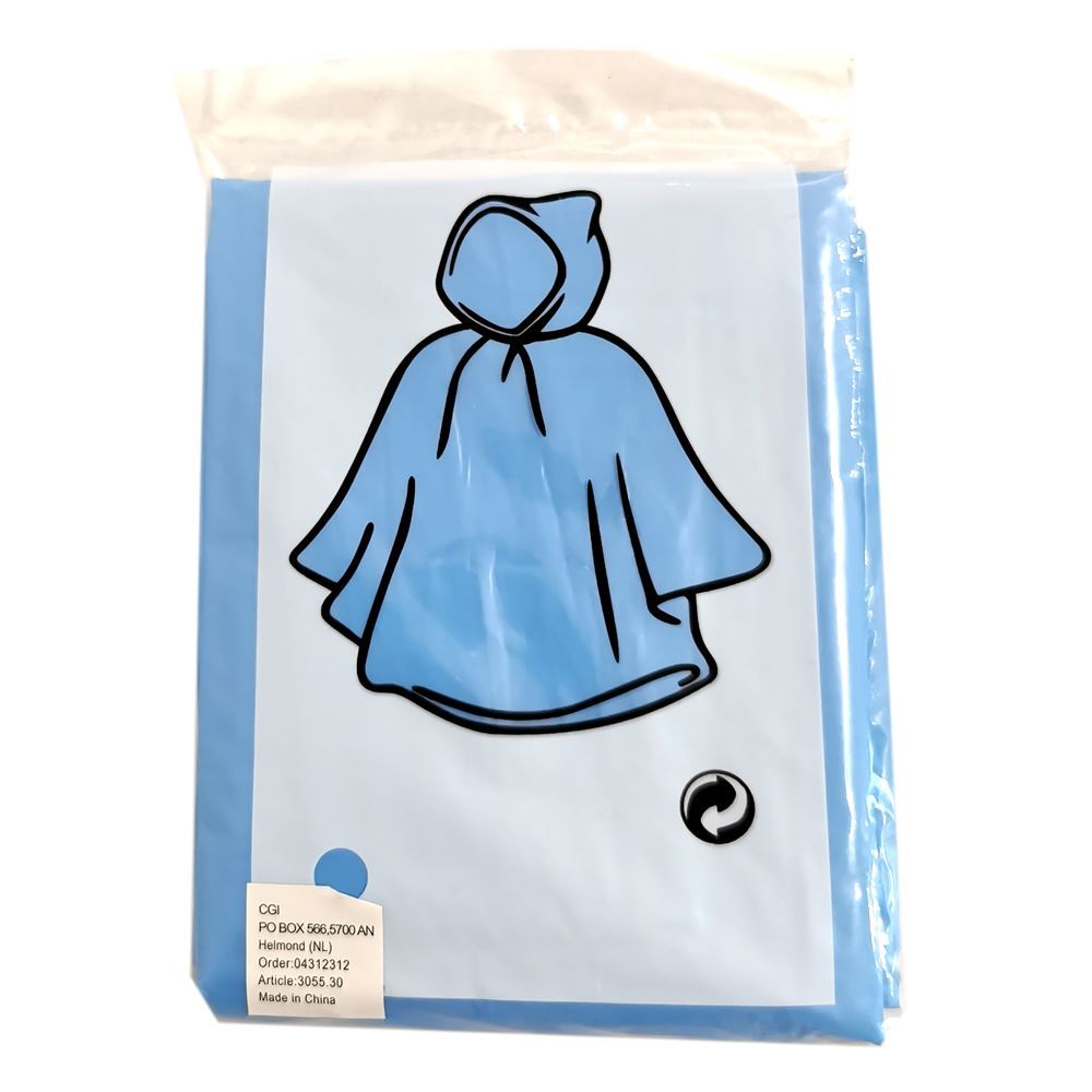 Disposable Festival Poncho Adult - Light Blue