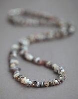 Botswana Agate Long Line Necklace 36 Length (grey) Botswana Agate Long Line Necklace 36 Length (grey)