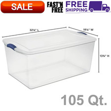 105 Qt. Clear Plastic Latching Box Storage Co...