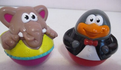 Playskool-Weebles Wobbles-Wendy's Penguin-Elephant-2004-Vintage-As Shown