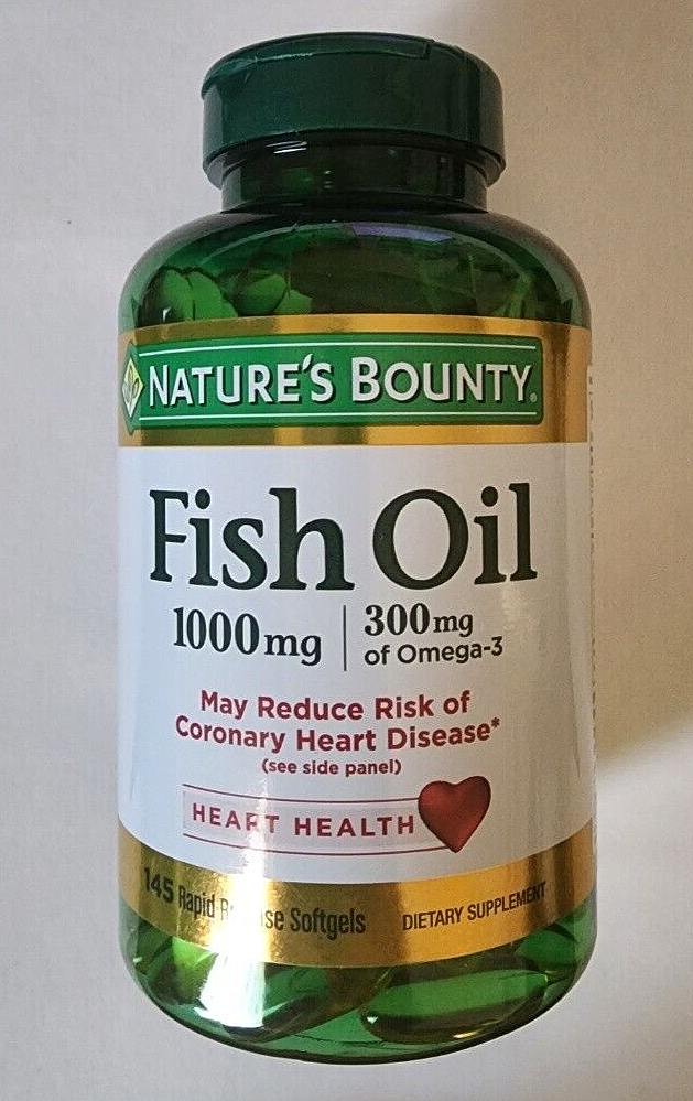 Nature's Bounty Fish Oil, 1000 mg, 300 mg Omega3 (145 Softgels) EXP