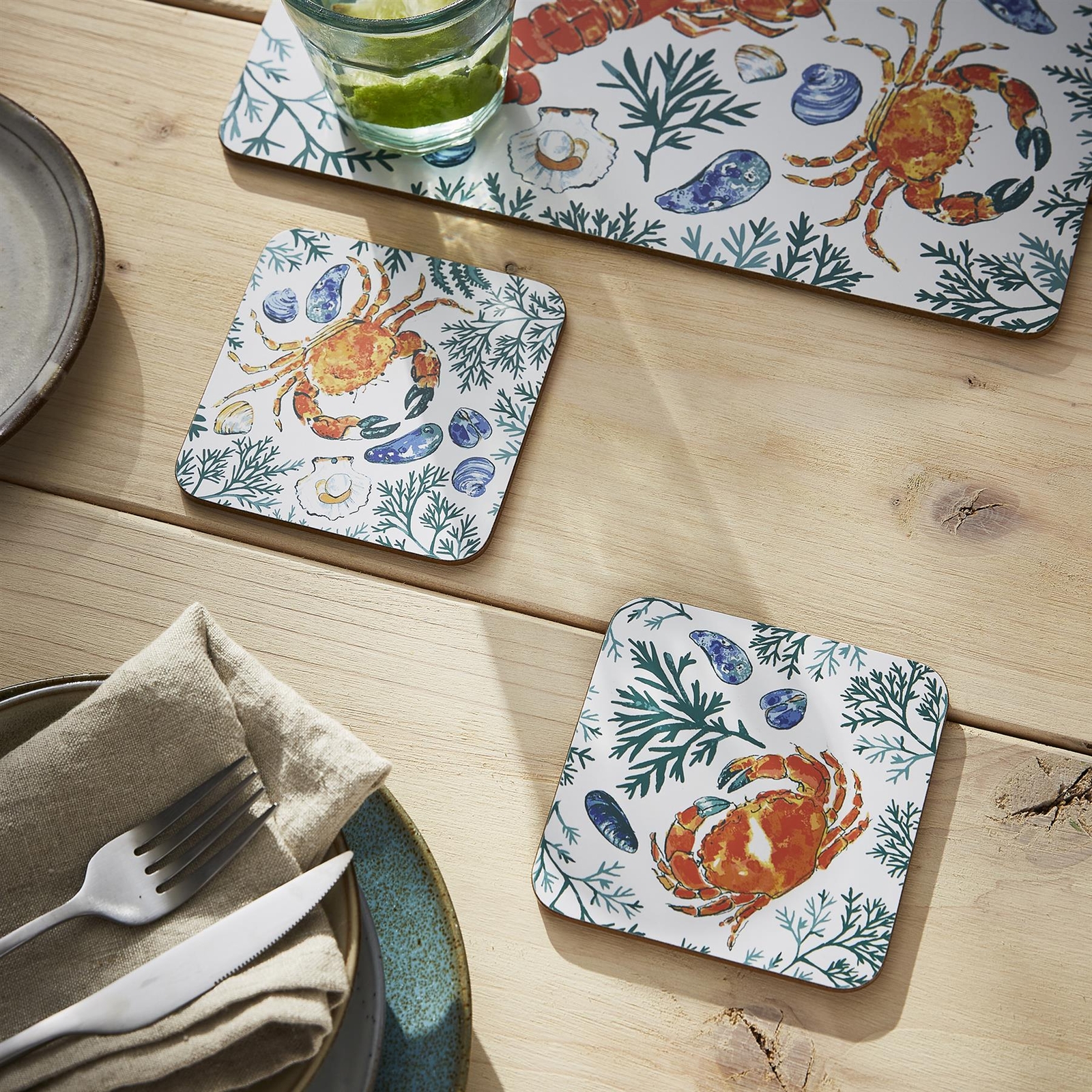 B&Q - Shellfish Animal Print Printed Mdf Coasters (4 Pack) - Image 2