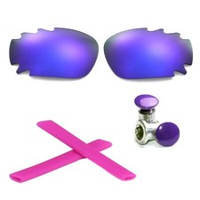 Walleva Purple Vented Polarized Lenses Earsocks Bolts For Oakley Jawbone