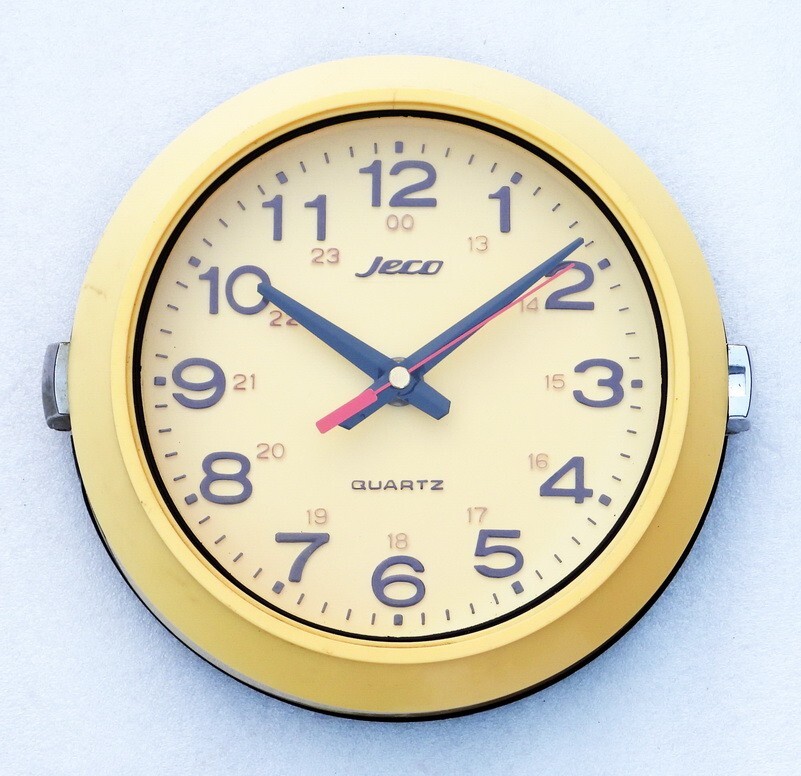 VINTAGE LARGE JECO QUARTZ 24 HOURS DIAL ANALOG WALL MOUNT CLOCK | eBay