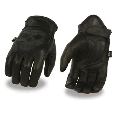 Milwaukee Men's MG7570 Leather Riding Glove w/ Reflective Skull Design, Gel Palm