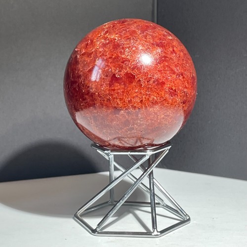 452g Natural strawberry quartz ball Quartz Crystal Energy Healing Ball + Stand - Picture 8 of 13