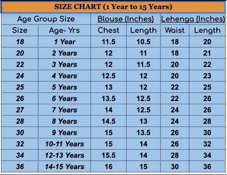 Asian children's hotsell size chart