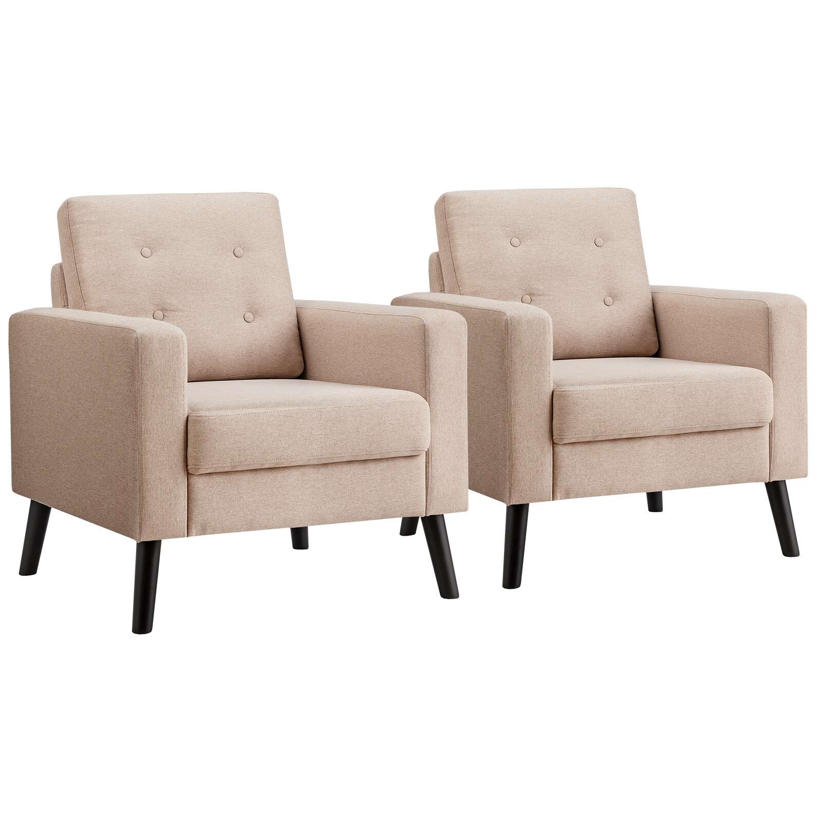 Fabric Armchair Single Sofa W/back Cushion Beige