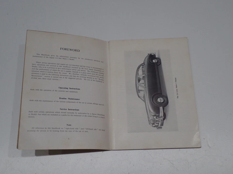 JAGUAR 2.4 LITRE MARK 2 MODEL OPERATING MAINTENANCE HANDBOOK USO E MANUTENZIONE - Immagine 3 di 4