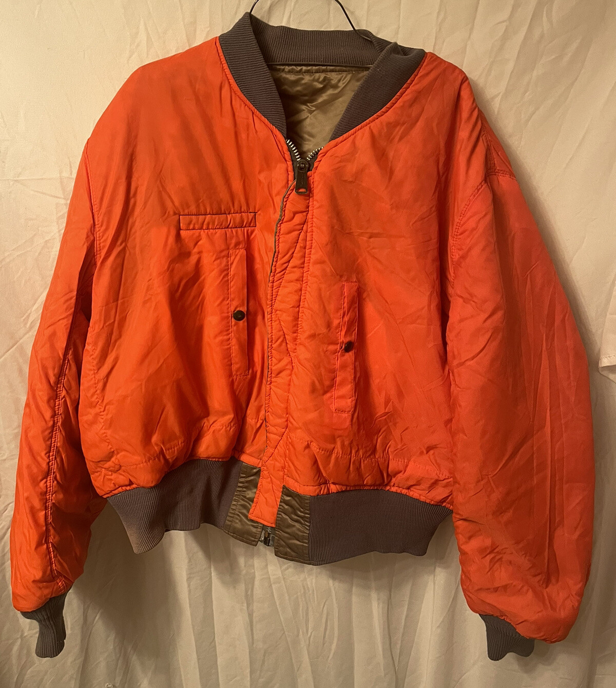VINTAGE MA-1 FLIGHT JACKET REVERSIBLE MILITARY BOMBER MEDIUM US NAVY PILOT RARE! image 9