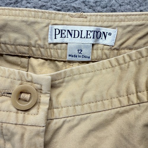 Pendleton Womens Pants Khaki Tan Cotton Blend High Rise Casual Classic Wear 12 - Picture 2 of 9