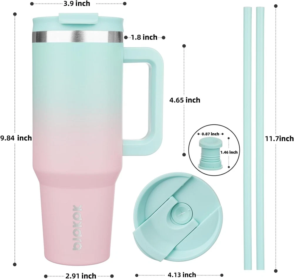 Tumbler With Handle And Straw 40oz Insulated Tumbler Cups With Lid Stainless ...