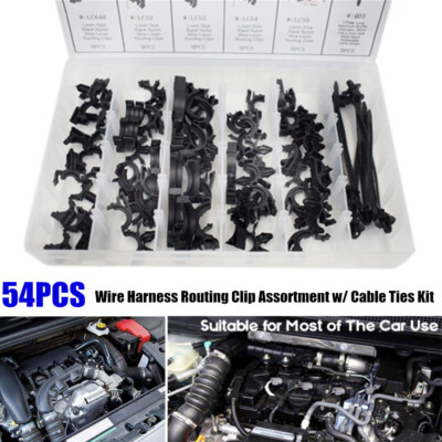 Car Body Wiring Harness Fastener Wire Loom Routing Clips Retainer w/Cable Ties，
