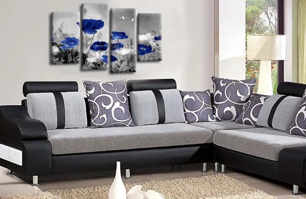 Floral Wall Art Blue Living Room Bedroom Framed Canvas Picture Ready to Hang - Image 2 of 4