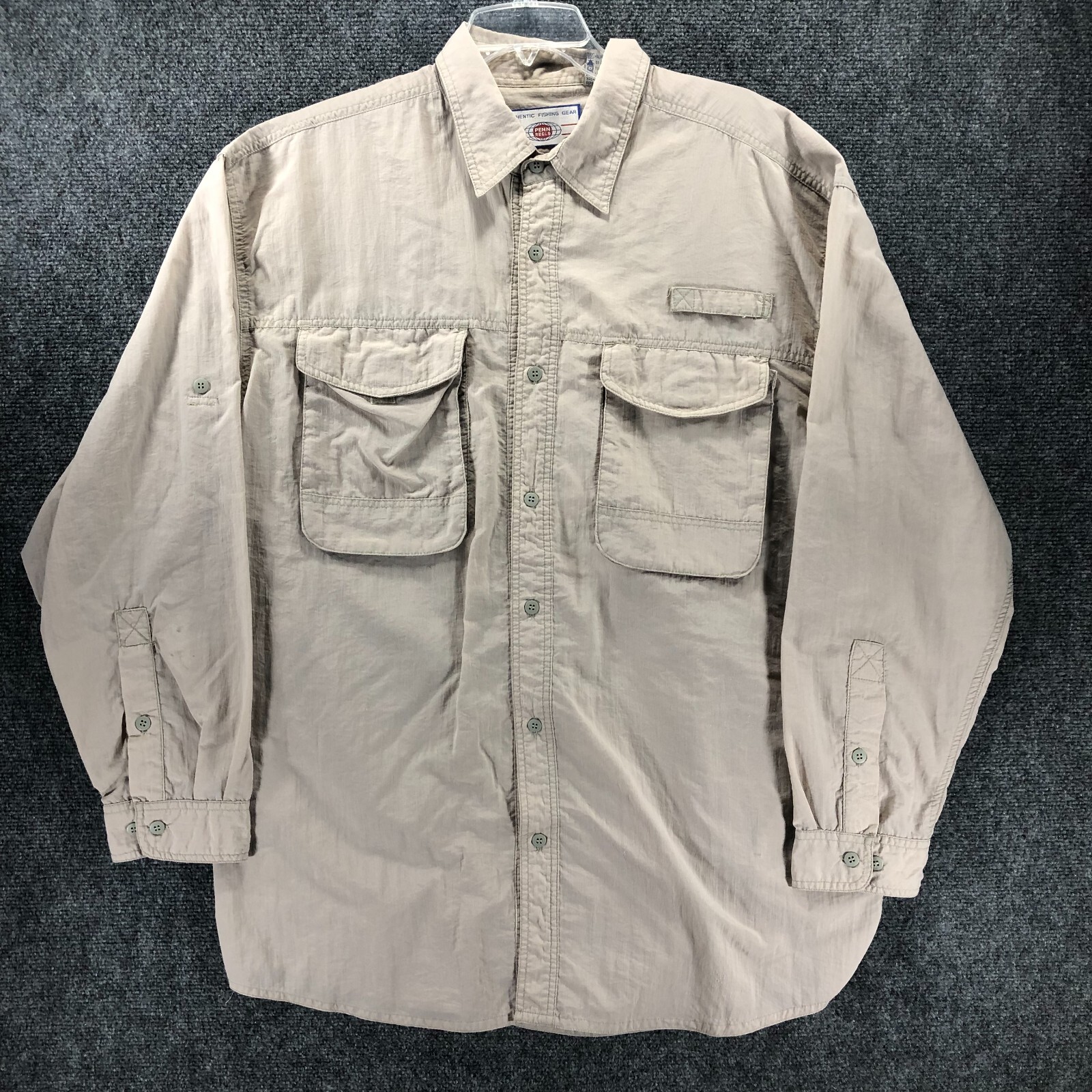 Shirt Mens Xl Beige Vented Fishing Hiking Outdoor Long Sleev