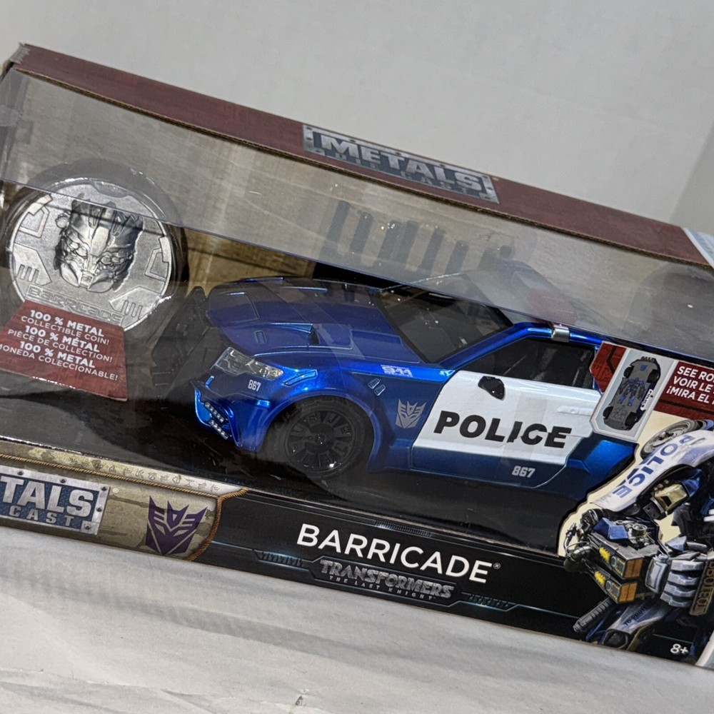 JADA 1:24 Scale Die Cast Transformers Barricade Police Car with Exclusive Coin