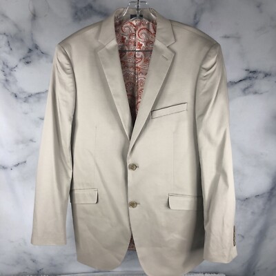 Madison Blazer Mens 40R Modern Fit 2-Button Suit Jacket Coat Tan Beige Formal